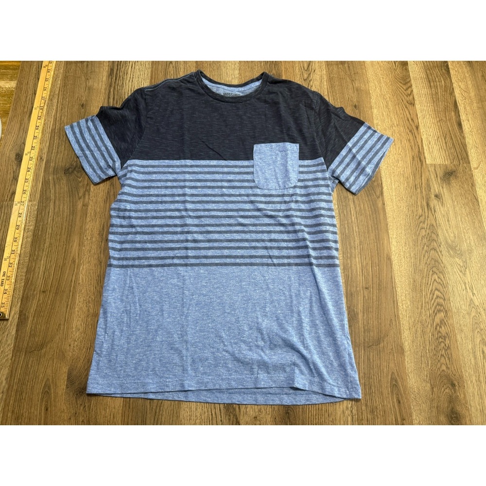 Mossimo Shirt, Men's Size Medium, Blue, Striped, Short Sleeve Shirt